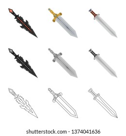 Vector illustration of game  and armor  sign. Collection of game  and blade  stock vector illustration.