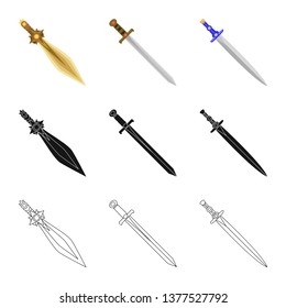 Vector illustration of game  and armor  sign. Set of game  and blade  vector icon for stock.