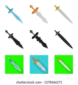 Vector illustration of game  and armor  sign. Collection of game  and blade  vector icon for stock.