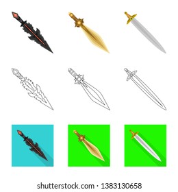 Vector illustration of game  and armor  sign. Collection of game  and blade  stock symbol for web.