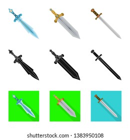 Vector illustration of game  and armor  sign. Set of game  and blade  stock vector illustration.