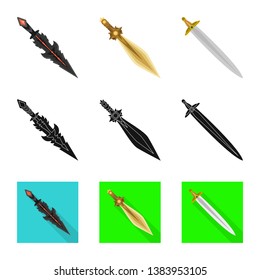 Vector illustration of game  and armor  sign. Set of game  and blade  stock symbol for web.