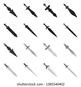 Vector illustration of game  and armor  sign. Collection of game  and blade  vector icon for stock.