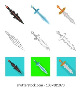 Vector illustration of game  and armor  sign. Set of game  and blade  vector icon for stock.