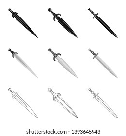 Vector illustration of game  and armor  sign. Collection of game  and blade  stock symbol for web.