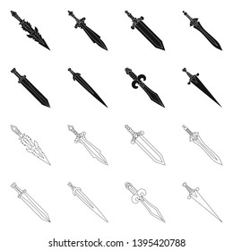 Vector illustration of game  and armor  sign. Collection of game  and blade  stock vector illustration.