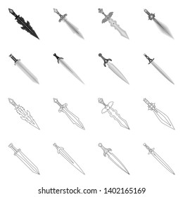 Vector illustration of game  and armor  sign. Set of game  and blade  stock vector illustration.