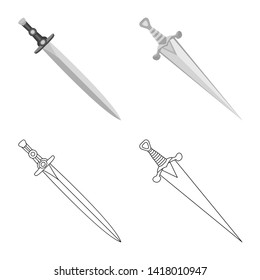 Vector illustration of game  and armor  sign. Collection of game  and blade  stock symbol for web.