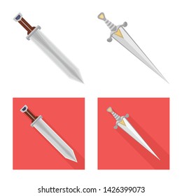 Vector illustration of game and armor sign. Set of game and blade stock symbol for web.