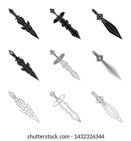 Vector illustration of game and armor sign. Set of game and blade stock symbol for web.