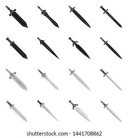 Vector illustration of game and armor sign. Collection of game and blade vector icon for stock.