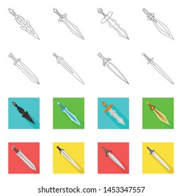 Vector illustration of game and armor sign. Collection of game and blade stock vector illustration.