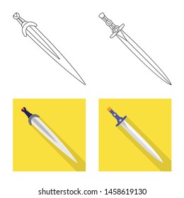 Vector illustration of game and armor sign. Set of game and blade stock vector illustration.