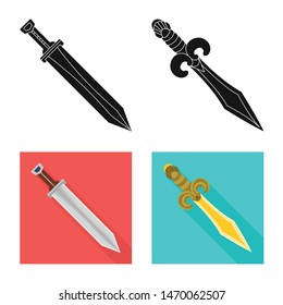 Vector illustration of game and armor sign. Set of game and blade stock vector illustration.