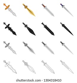 Vector illustration of game  and armor  symbol. Collection of game  and blade  stock symbol for web.