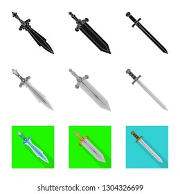 Vector illustration of game  and armor  symbol. Collection of game  and blade  stock symbol for web.