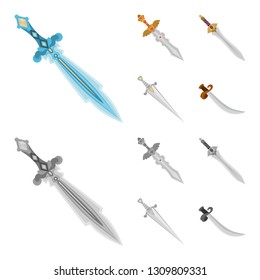 Vector illustration of game  and armor  symbol. Set of game  and blade  vector icon for stock.