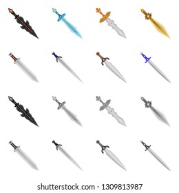 Vector illustration of game  and armor  symbol. Collection of game  and blade  vector icon for stock.