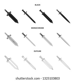 Vector illustration of game  and armor  symbol. Set of game  and blade  vector icon for stock.