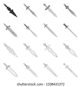 Vector illustration of game  and armor  symbol. Collection of game  and blade  stock vector illustration.