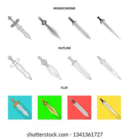 Vector illustration of game  and armor  symbol. Set of game  and blade  stock vector illustration.