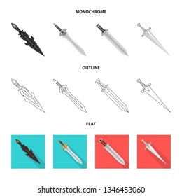 Vector illustration of game  and armor  symbol. Set of game  and blade  vector icon for stock.