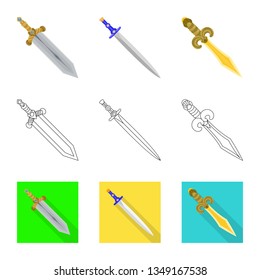 Vector illustration of game  and armor  symbol. Set of game  and blade  stock symbol for web.