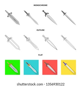 Vector illustration of game  and armor  symbol. Set of game  and blade  stock symbol for web.