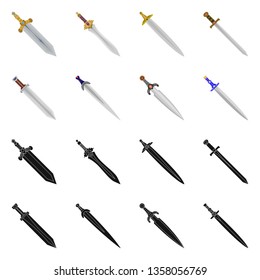 Vector illustration of game  and armor  symbol. Collection of game  and blade  stock symbol for web.