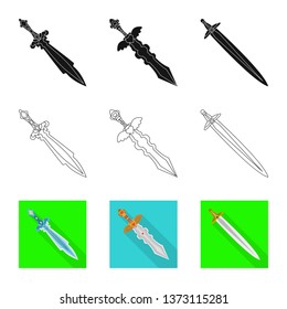 Vector illustration of game  and armor  symbol. Collection of game  and blade  stock symbol for web.