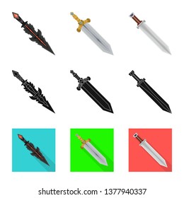 Vector illustration of game  and armor  symbol. Set of game  and blade  stock vector illustration.