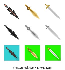 Vector illustration of game  and armor  symbol. Set of game  and blade  stock vector illustration.