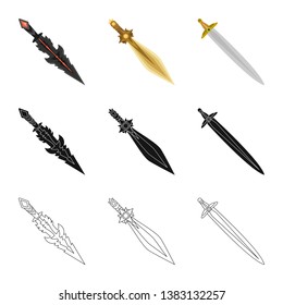 Vector illustration of game  and armor  symbol. Collection of game  and blade  vector icon for stock.