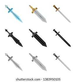 Vector illustration of game  and armor  symbol. Set of game  and blade  vector icon for stock.