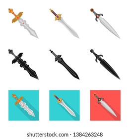 Vector illustration of game  and armor  symbol. Collection of game  and blade  stock symbol for web.
