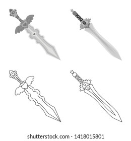Vector illustration of game  and armor  symbol. Set of game  and blade  stock vector illustration.