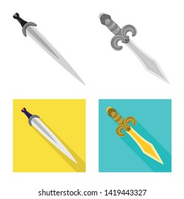 Vector illustration of game  and armor  symbol. Set of game  and blade  vector icon for stock.