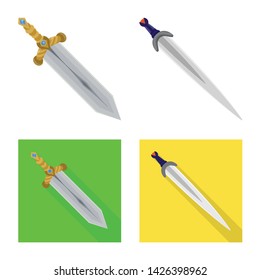 Vector illustration of game and armor symbol. Set of game and blade vector icon for stock.