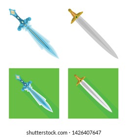 Vector illustration of game and armor symbol. Collection of game and blade vector icon for stock.