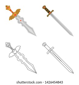 Vector illustration of game and armor symbol. Collection of game and blade stock vector illustration.