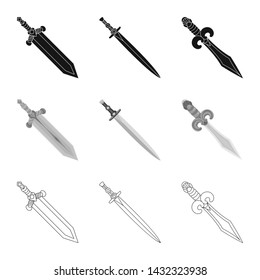 Vector illustration of game and armor symbol. Collection of game and blade stock symbol for web.