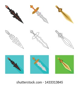 Vector illustration of game and armor symbol. Collection of game and blade vector icon for stock.