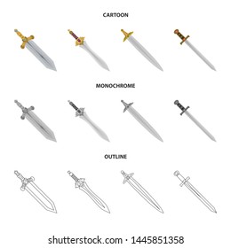 Vector illustration of game and armor symbol. Set of game and blade stock symbol for web.