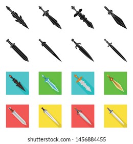 Vector illustration of game and armor symbol. Set of game and blade vector icon for stock.