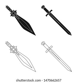 Vector illustration of game and armor symbol. Collection of game and blade stock symbol for web.