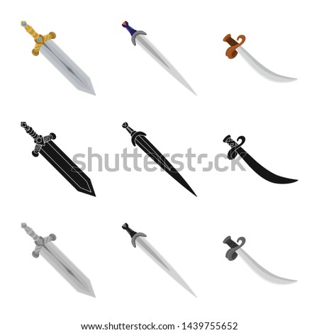 Vector illustration of game and armor symbol. Set of game and blade vector icon for stock.