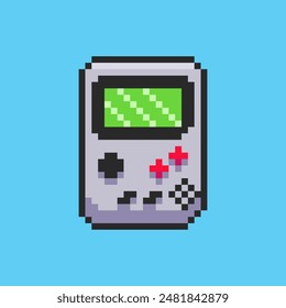 Vector Illustration of game boy with Pixel Art Design, perfect for game assets themed designs