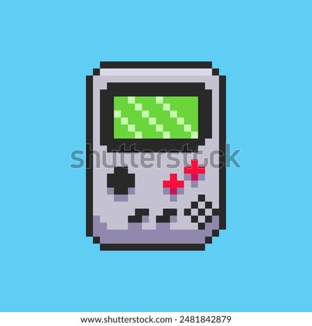 Vector Illustration of game boy with Pixel Art Design, perfect for game assets themed designs
