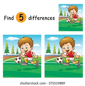Vector Illustration of Game for children find differences - Soccer player