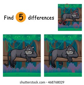 Vector Illustration of Game for children find differences - Panther